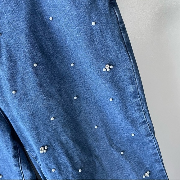 Laura Plus Embellished Pearl Rhinestone Sparkly Bling Denim Jeans Plus Size 16 - Picture 3 of 8